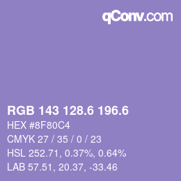 カラーコード: RGB 143 128.6 196.6 | qconv.com