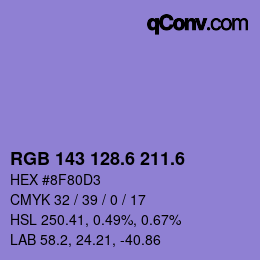 カラーコード: RGB 143 128.6 211.6 | qconv.com