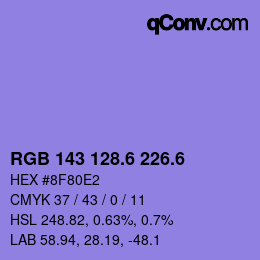 カラーコード: RGB 143 128.6 226.6 | qconv.com