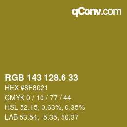 カラーコード: RGB 143 128.6 33 | qconv.com