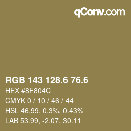 カラーコード: RGB 143 128.6 76.6 | qconv.com