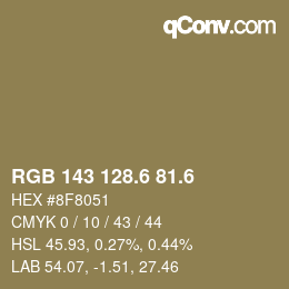 カラーコード: RGB 143 128.6 81.6 | qconv.com