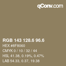 カラーコード: RGB 143 128.6 96.6 | qconv.com