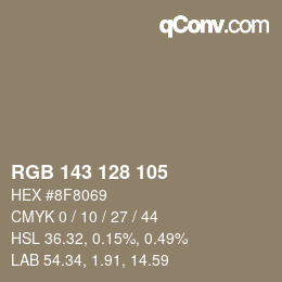 カラーコード: RGB 143 128 105 | qconv.com