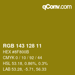 颜色代码: RGB 143 128 11 | qconv.com