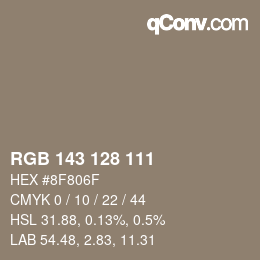 Color code: RGB 143 128 111 | qconv.com