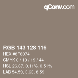 カラーコード: RGB 143 128 116 | qconv.com