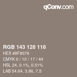 颜色代码: RGB 143 128 118 | qconv.com
