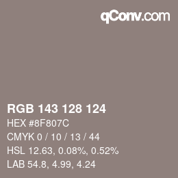 颜色代码: RGB 143 128 124 | qconv.com
