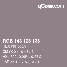 カラーコード: RGB 143 128 138 | qconv.com