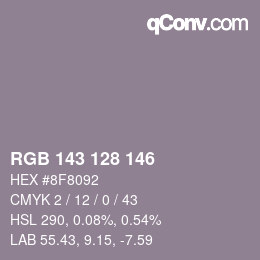 カラーコード: RGB 143 128 146 | qconv.com