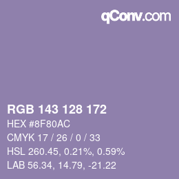 カラーコード: RGB 143 128 172 | qconv.com