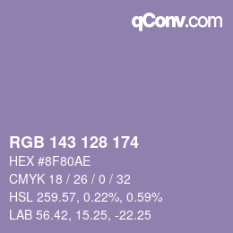 颜色代码: RGB 143 128 174 | qconv.com