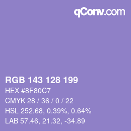 カラーコード: RGB 143 128 199 | qconv.com
