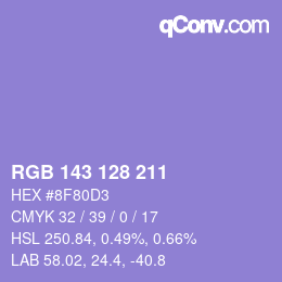カラーコード: RGB 143 128 211 | qconv.com