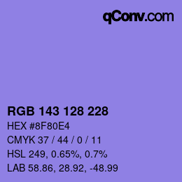 カラーコード: RGB 143 128 228 | qconv.com
