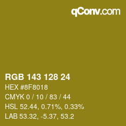 カラーコード: RGB 143 128 24 | qconv.com