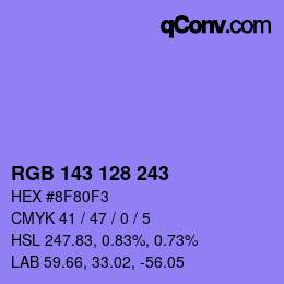 Color code: RGB 143 128 243 | qconv.com