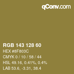 カラーコード: RGB 143 128 60 | qconv.com