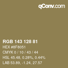 Color code: RGB 143 128 81 | qconv.com