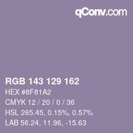 Color code: RGB 143 129 162 | qconv.com