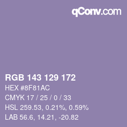 Código de color: RGB 143 129 172 | qconv.com