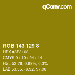 カラーコード: RGB 143 129 8 | qconv.com