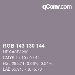 Color code: RGB 143 130 144 | qconv.com