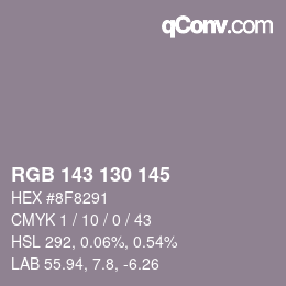 颜色代码: RGB 143 130 145 | qconv.com