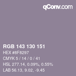 Color code: RGB 143 130 151 | qconv.com