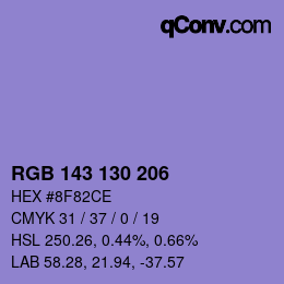 カラーコード: RGB 143 130 206 | qconv.com