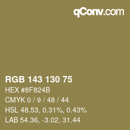 Farbcode: RGB 143 130 75 | qconv.com