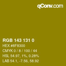 Color code: RGB 143 131 0 | qconv.com