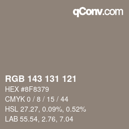 Código de color: RGB 143 131 121 | qconv.com