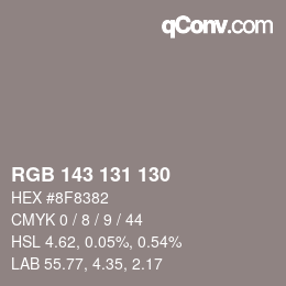 Código de color: RGB 143 131 130 | qconv.com