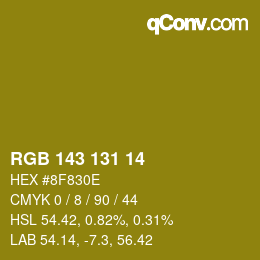 カラーコード: RGB 143 131 14 | qconv.com