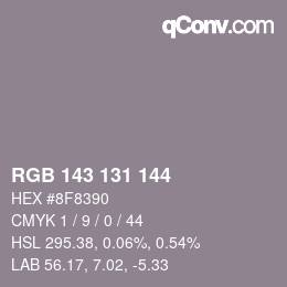 颜色代码: RGB 143 131 144 | qconv.com