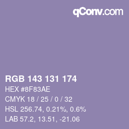 Color code: RGB 143 131 174 | qconv.com