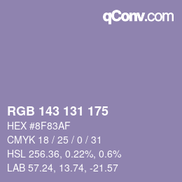 颜色代码: RGB 143 131 175 | qconv.com