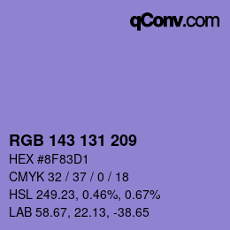 Color code: RGB 143 131 209 | qconv.com