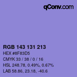 Color code: RGB 143 131 213 | qconv.com