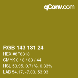 カラーコード: RGB 143 131 24 | qconv.com