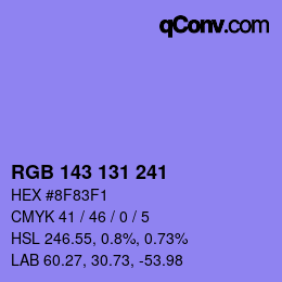 Color code: RGB 143 131 241 | qconv.com