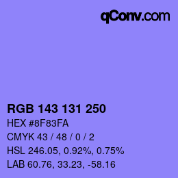 カラーコード: RGB 143 131 250 | qconv.com
