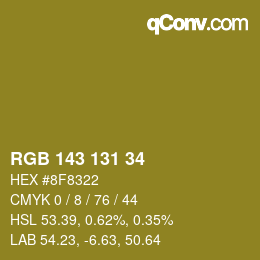 カラーコード: RGB 143 131 34 | qconv.com