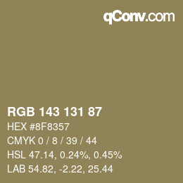 カラーコード: RGB 143 131 87 | qconv.com