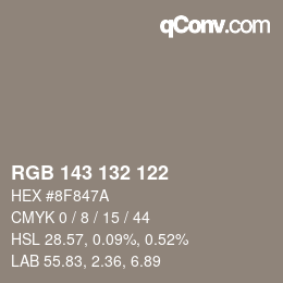 Farbcode: RGB 143 132 122 | qconv.com