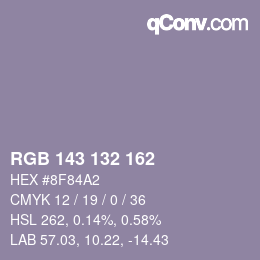 Color code: RGB 143 132 162 | qconv.com