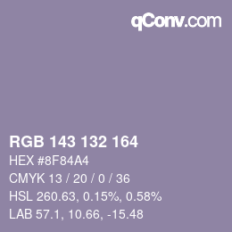 Color code: RGB 143 132 164 | qconv.com