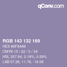 Color code: RGB 143 132 169 | qconv.com